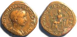 Ancient Coins - GORDIAN III (238-244). Sestertius. (21.9g , 31mm) CONCORDIA MILIT Rome.