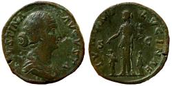 Ancient Coins - Faustina II AE sestertius (21,75 g., 31 mm.) Rome, AD 161-176.