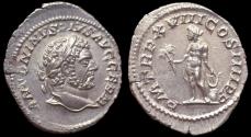 Ancient Coins - Caracalla AR Denarius. Rome, AD 215.