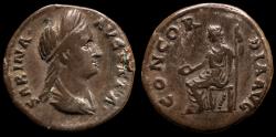 Ancient Coins - Sabina (wife of Hadrian) AR Denarius. Rome, AD 133-135.