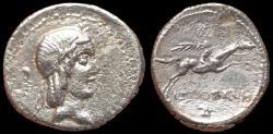 Ancient Coins - C. Calpurnius L.f. Frugi. AR Denarius 67, 3.53 g.