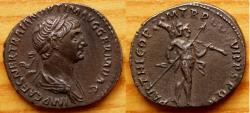 Ancient Coins - Trajan AR Denarius. Rome, AD 116-117.
