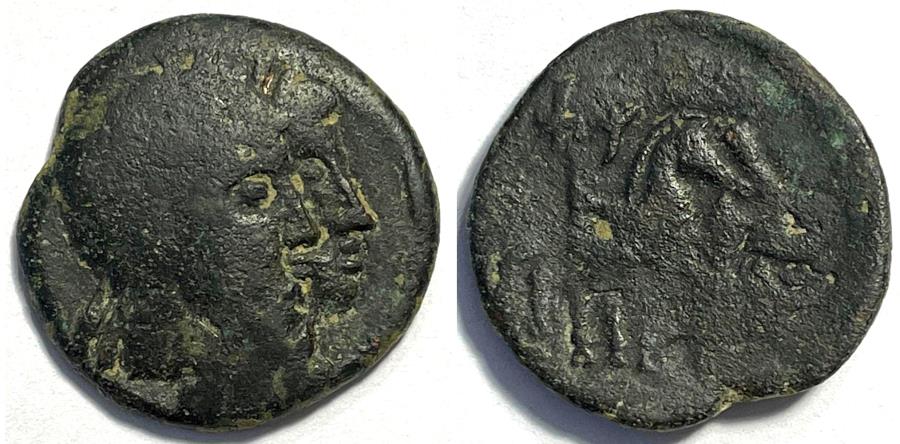 Ancient Coins - RARE  Zeugitana - Utica. Circa 1st Century BC. 3 shekels Æ 28mm