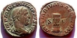 Ancient Coins - Philip I Æ Sestertius. Rome, AD 248. MILIARIVM SAECVLVM