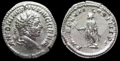 Ancient Coins - Caracalla (AD 198-217). AR denarius (19mm, 3.45 gm). Rome, AD 214.
