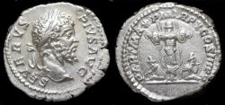 Ancient Coins - Septimius Severus AR Denarius. (3.35g, 19mm)  Rome, AD 202.