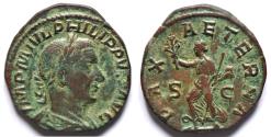 Ancient Coins - Philip I. 244-249 AD. Sestertius, 14.50g.. Rome, 244 AD.