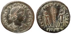 Ancient Coins - Delmatius. Caesar, AD 335-337. Æ Follis (17mm, 1.76g,). Antioch mint, Struck AD 335-7.