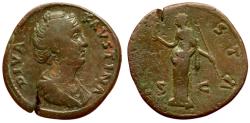 Ancient Coins - DIVA FAUSTINA I. (138-140). AE Sestertius. Rome.