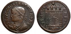 Ancient Coins - Constantius II as Caesar (324-337 AD). AE Follis  Arles 325-326.  RIC 297 (R5) VERY RARE