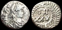 Ancient Coins - VANDALS. Gunthamund. 484-496. AR 25 Denarii (0.52 g, 12h). Carthage mint.