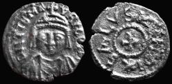 Ancient Coins - Maurice Tiberius, Half-siliqua (Silver, 14mm, 0.95 g), Carthage, 582-583/4. VERY RARE