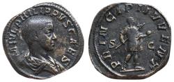 Ancient Coins - Philip II, as Caesar (Philip I, 244-249), AE Sestertius, Rome, AD 244-246