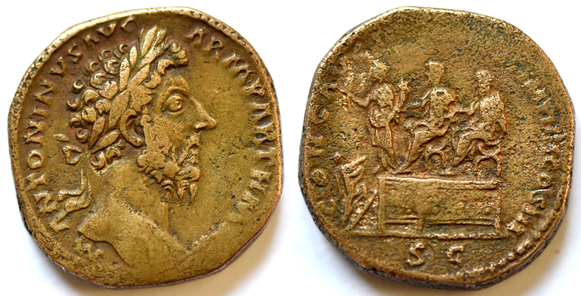 Marcus Aurelius (AD 161-180). AE sestertius (32mm, 31.00 gm) Rome