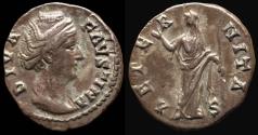 Ancient Coins - Diva Faustina I. (Died 141 AD). Silver denarius (2.91g). Rome.