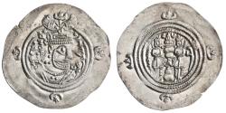 Ancient Coins - Sasanian: Khusro II (591-628), silver drachm (4.15g), YZ (Yazd) mint, RY 36.