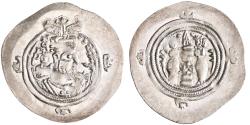 Ancient Coins - Sasanian: Khusro II (591-628), silver drachm (4.08g), "AY" (Susa) mint, RY "33". Contemporary imitation from the Silk Road Hoard.