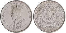 World Coins - British India: George V (1910-1936), silver rupee (11.63g), Calcutta mint, 1920 CE.