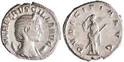 Ancient Coins - Roman: Herennia Etruscilla (249-251), silver antoninianus (3.90g), Rome mint, 249-251 CE. Pudicitia standing left, holding sceptre and drawing veil from her face.
