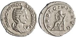 Ancient Coins - Roman: Otacilia Severa (244-249), silver antoninianus (4.64g), Rome mint, 244-249 CE. Diademed, draped bust on crescent / Pudicita seated left, raising veil, holding sceptre.