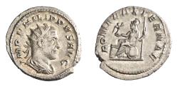 Ancient Coins - Roman: Philip I 'the Arab' (244-249), silver antoninianus (3.96g), Rome mint, 244-249 CE. Radiate, draped, and cuirassed bust / Roma seated, holding spear and Victory.