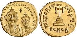 Ancient Coins - Byzantine, Constans II Pogonatus, gold solidus, Constantinople, 654-659 CE