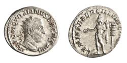 Ancient Coins - Roman: Trajan Decius (249-251), silver antoninianus (3.28g), Rome mint, 249-251 CE. Radiate bust, draped and cuirassed / Genius standing, polos on head, holding patera and cornucop