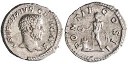 Ancient Coins - Roman: Geta, as Caesar (198-209), silver denarius (3.13g), Rome mint, early 209 CE. Genius standing left, sacrificing out of patera over lighted altar and holding corn ears.