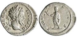 Ancient Coins - Roman: Septimius Severus (193-211), silver denarius (3.40g), Rome mint, 193-211 CE. Septimius, togate and veiled, standing left, holding olive branch.