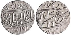 World Coins - Bengal Presidency (British India): silver rupee (11.25g), Muhammadabad Benares mint, AH 1198, RY 26. In name of Mughal emperor Shah Alam II.
