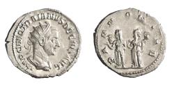 Ancient Coins - Roman: Trajan Decius (249-251), silver antoninianus (3.48g), Rome mint, 249-251 CE. Radiate bust, draped and cuirassed / Two Pannoniae standing, veiled, each wears robe reaching to