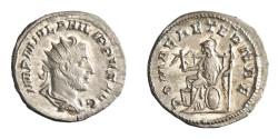 Ancient Coins - Roman: Philip I 'the Arab' (244-249), silver antoninianus (3.97g), Rome mint, 244-249 CE. Radiate, draped, and cuirassed bust / Roma seated, holding spear and Victory.