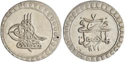 World Coins - Ottoman: Mustafa III (1757-1774), silver kurush / 40 para (19.43g), Islambul (Istanbul) mint, accession year AH 1171 (1757 CE), RY 7.