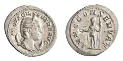 Ancient Coins - Roman: Otacilia Severa (244-249), silver antoninianus (4.62g), Rome mint, 244-249 CE. Diademed, draped bust on crescent / Juno standing with patera and sceptre.