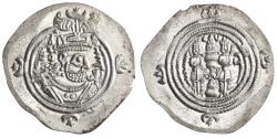 Ancient Coins - Sasanian: Khusro II (591-628), silver drachm (4.17g), YZ (Yazd) mint, RY 36.