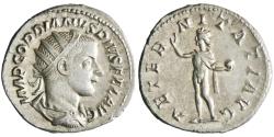 Ancient Coins - Roman: Gordian III (238-244), silver antoninianus (3.77g), Rome mint, 238-244 CE. Sol standing, facing, head left, holding globe.