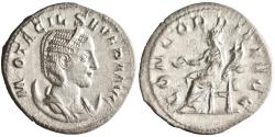 Ancient Coins - Roman: Otacilia Severa (244-249), silver antoninianus (3.88g), Rome mint, 244-249 CE. Diademed, draped bust on crescent / Concordia seated with patera and cornucopiae.