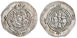 Ancient Coins - Sasanian: Khusro II (591-628), silver drachm (4.16g), YZ (Yazd) mint, RY 36.