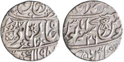 World Coins - Bengal Presidency (British India): silver rupee (10.98g), Muhammadabad Benares mint, AH 1198, RY 26. In name of Mughal emperor Shah Alam II.