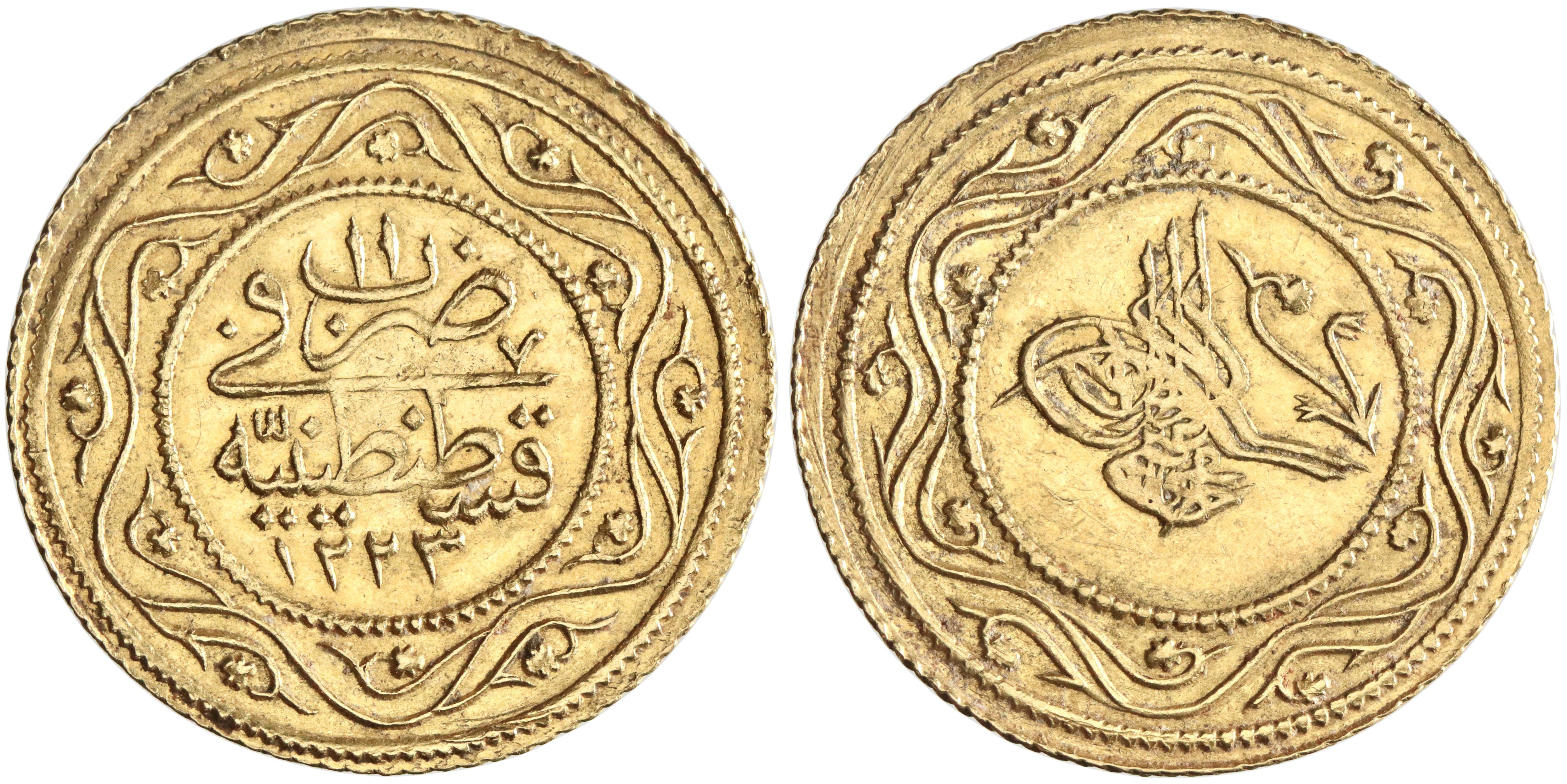 Mahmud Rumi Ottoman, Mahmud II, gold 2 rumi altin, Qustantiniya (Constantinople ...