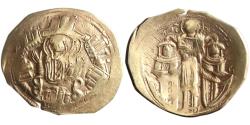 Ancient Coins - Byzantine, Andronicus II with Michael IX, gold/electrum hyperpyron, Constantinople mint, 1294-1320 CE, bust of orans Virgin Mary within walls of the city / Christ blessing Andronic