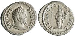 Ancient Coins - Roman: Septimius Severus (193-211), silver denarius (3.60g), Rome mint, 202-210 CE. Felicitas standing left, holding caduceus and cornucopiae.