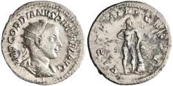 Ancient Coins - Roman: Gordian III (238-244), silver antoninianus (3.37g), Rome mint, 238-244 CE. Radiate, draped and cuirassed bust right / Hercules, naked, standing right, right hand on hip, le
