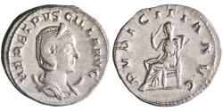 Ancient Coins - Roman: Herennia Etruscilla (249-251), silver antoninianus (4.42g), Rome mint, 249-251 CE. Pudicitia seated left, holding sceptre and drawing veil from her face.