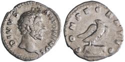 Ancient Coins - Roman: Divus Antoninus Pius (died 161), silver denarius (2.96g), Rome mint, struck under Marcus Aurelius 161-180 CE. Eagle.