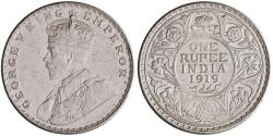 World Coins - British India: George V (1910-1936), silver rupee (11.69g), Bombay mint, 1919 CE.