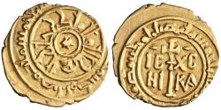 World Coins - Sicily: Roger II (1105-1154), gold tari (0.90g), Siqiliya (Sicily) mint, 1105-1154 CE. Roger cited with title al-Mu'tazz. Star in obverse center, inner margin "al-mu'tazz billah a