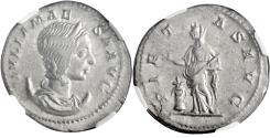 Ancient Coins - Roman Empire, Julia Maesa, silver antoninianus, Rome, 218-220 CE, Pietas, NGC Ch XF