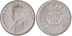 World Coins - British India: George V (1910-1936), silver rupee (11.64g), Bombay mint, 1919 CE.