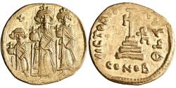 Byzantine, Heraclius, gold solidus, Constantinople, 632-636 CE, 9th officina, Heraclius and two sons